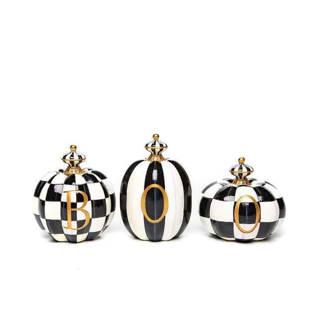 Mackenzie-Childs BOO Pumpkins, Set of 3
