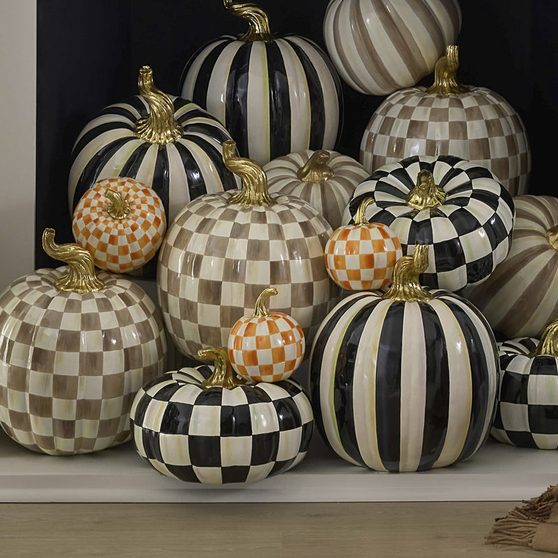 Mackenzie-Childs Orange Check Mini Pumpkin
