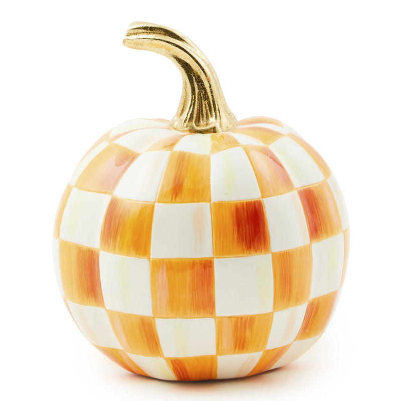 Mackenzie-Childs Orange Check Mini Pumpkin