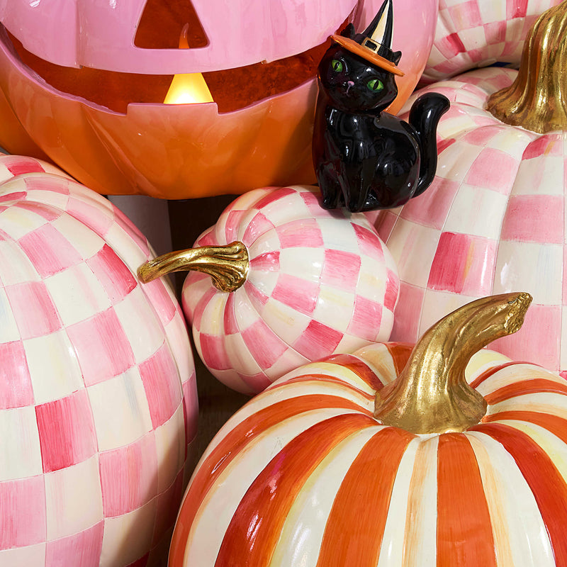 Mackenzie-Childs Bubblegum Pink Check Mini Pumpkin