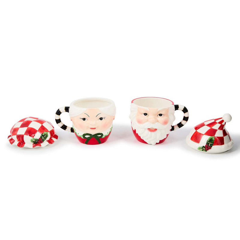 Mackenzie-Childs Check It Out Mr. & Mrs. Claus Mugs, Set Of 2