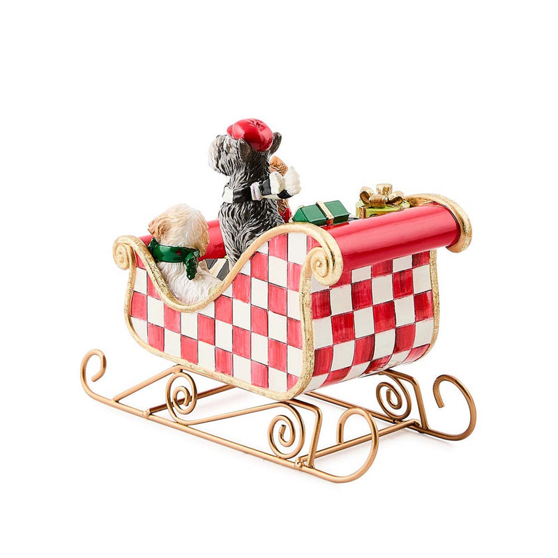 Mackenzie-Childs Check It Out Dog Sleigh Figurine