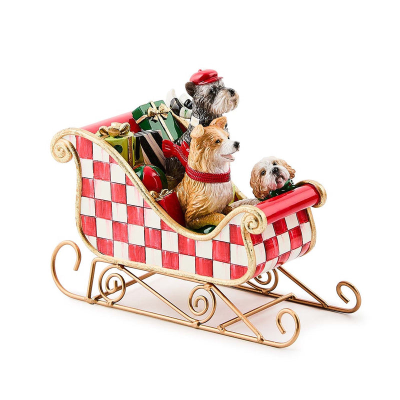 Mackenzie-Childs Check It Out Dog Sleigh Figurine