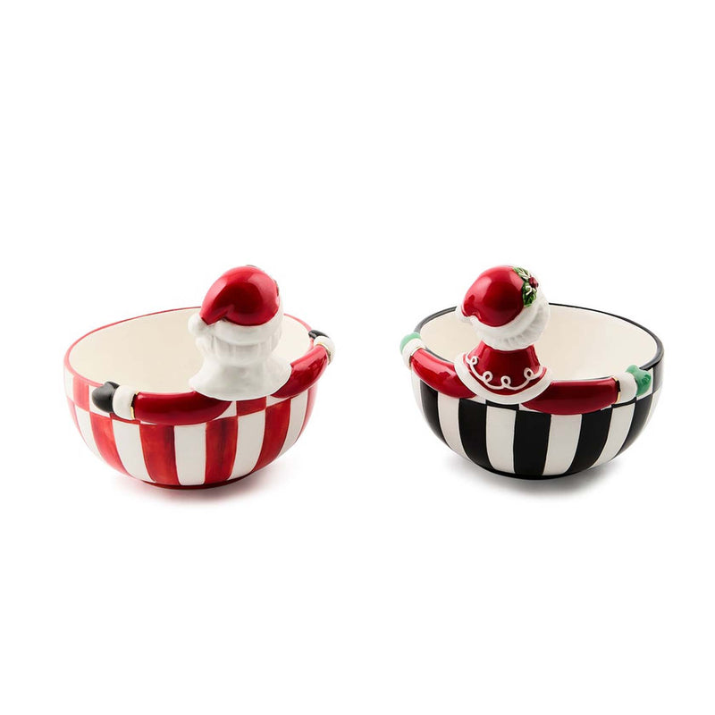 Mackenzie-Childs Check It Out Ceramic Snack Bowls, Set Of 2