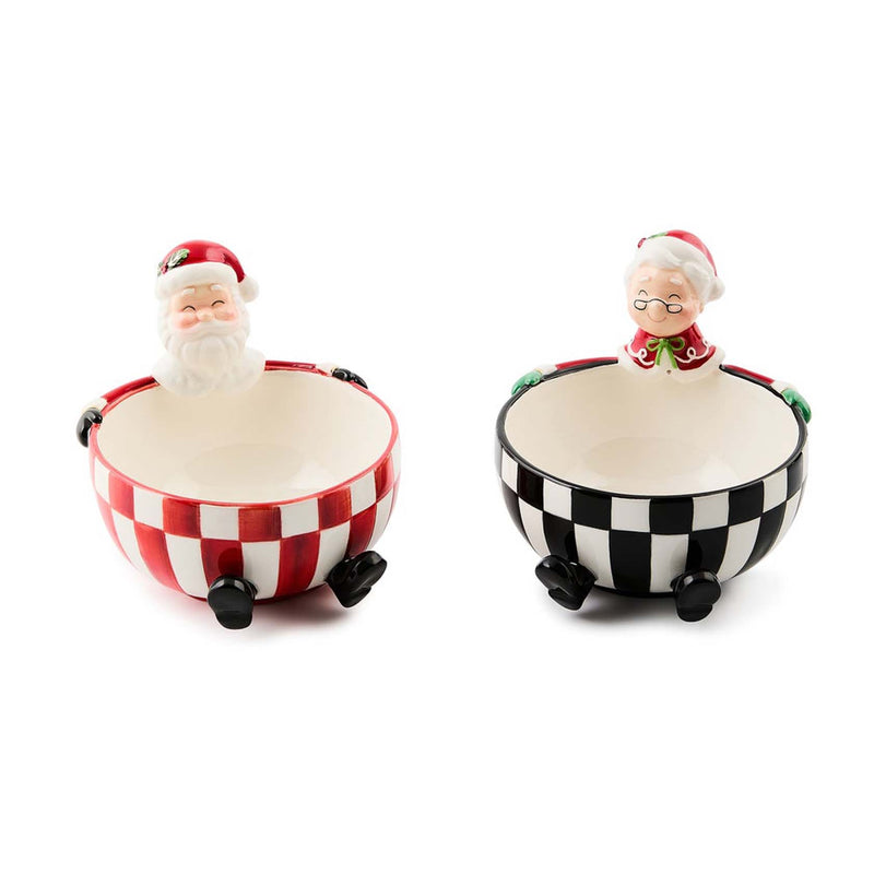 Mackenzie-Childs Check It Out Ceramic Snack Bowls, Set Of 2