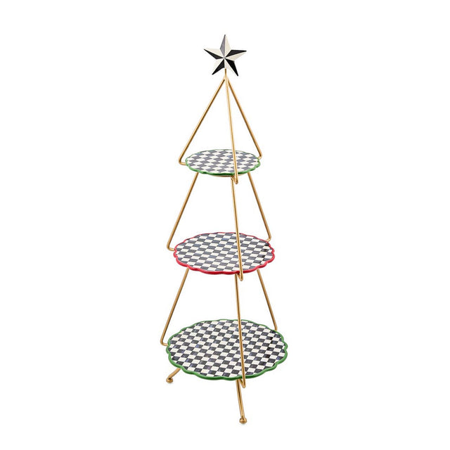 Mackenzie-Childs Check It Out Tree Tiered Plate Stand