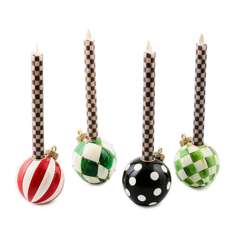 Mackenzie-Childs Check It Out Ornament Candle Holders, Set Of 4