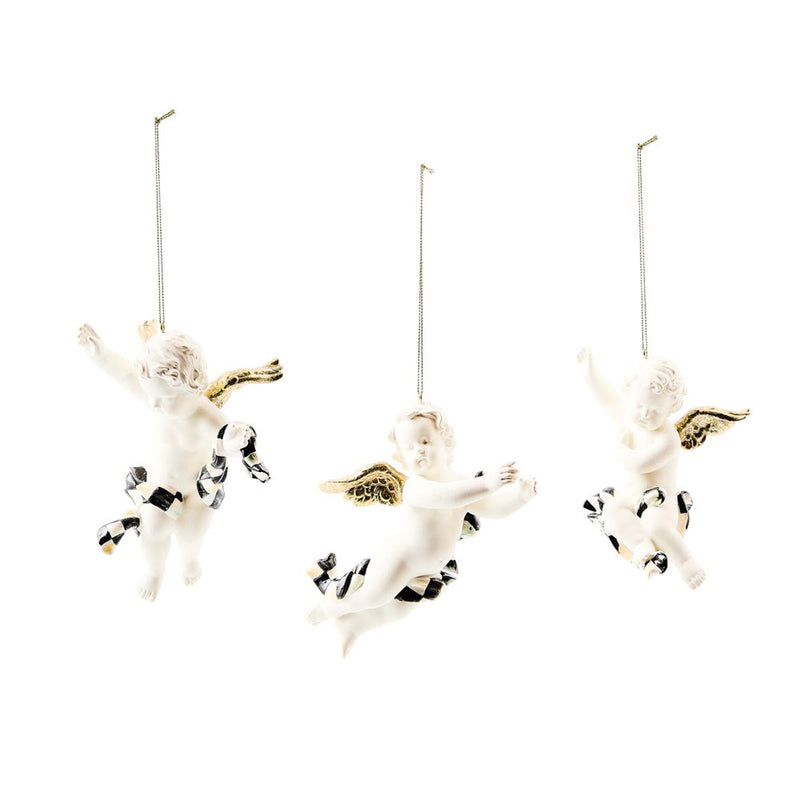 Mackenzie-Childs Courtly Noel Cherub Ornaments, Set of 3