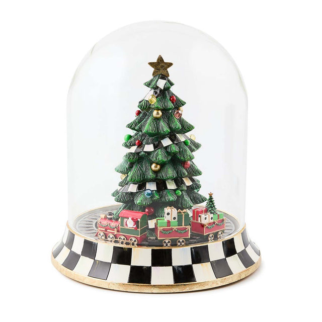 Mackenzie-Childs Christmas Tree Train Music Box Cloche