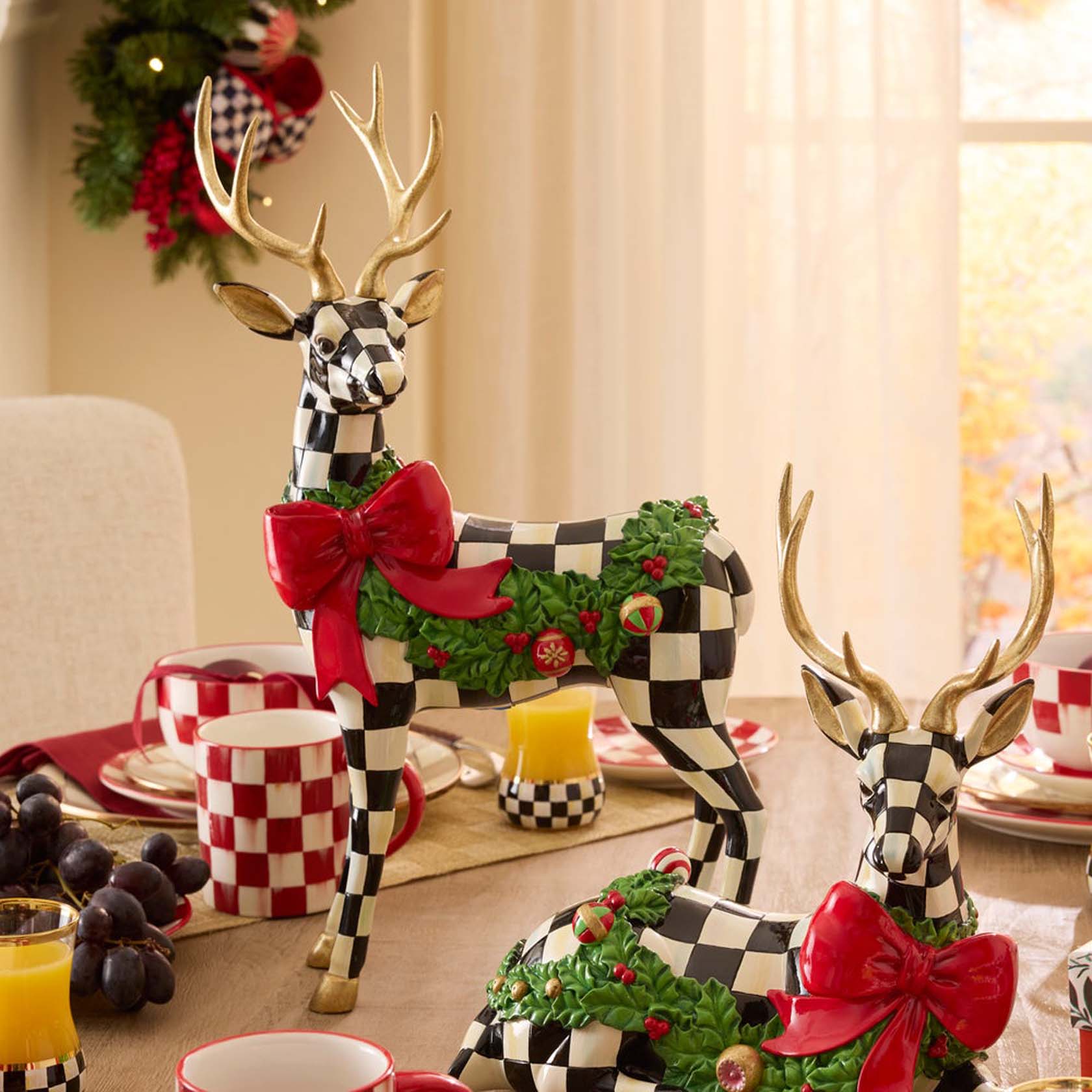 Mackenzie-Childs Holly Check Standing Deer – David Shuttle Ltd