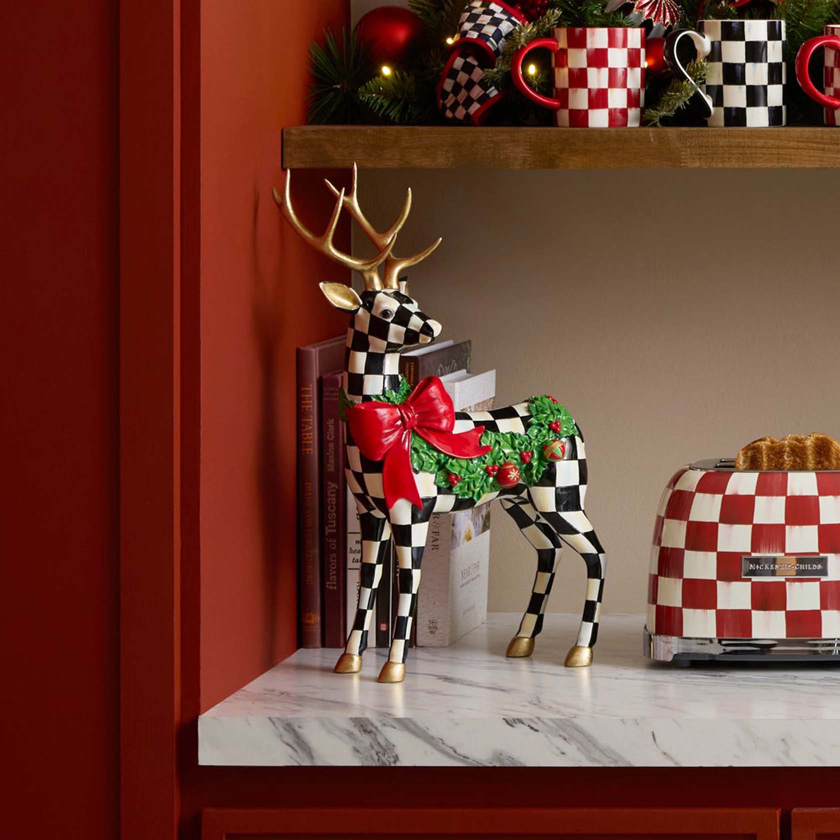 Mackenzie-Childs Holly Check Standing Deer – David Shuttle Ltd