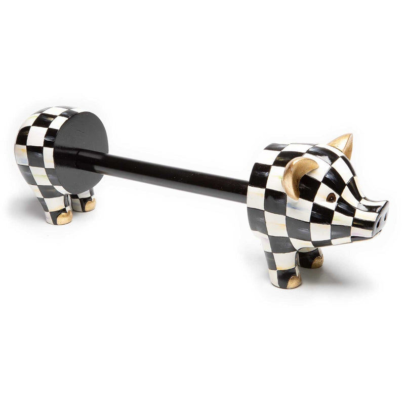 Mackenzie-Childs Courtly Check Pig Paper Towel Holder
