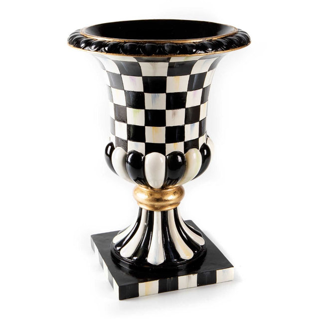 Mackenzie-Childs Courtly Check Pedestal Tabletop Urn
