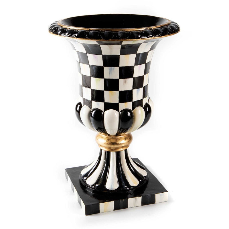 Mackenzie-Childs Courtly Check Pedestal Tabletop Urn
