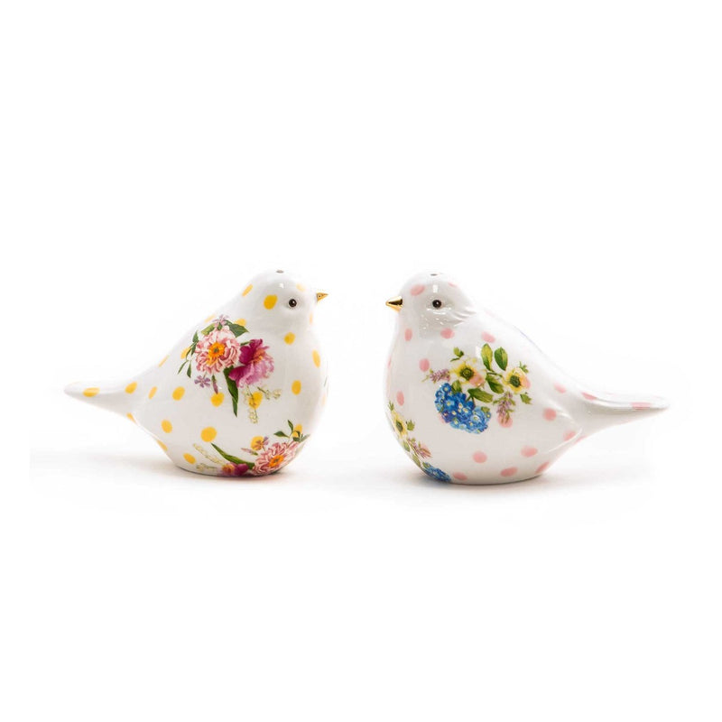 Mackenzie-Childs Wildflowers Bird Salt & Pepper Set
