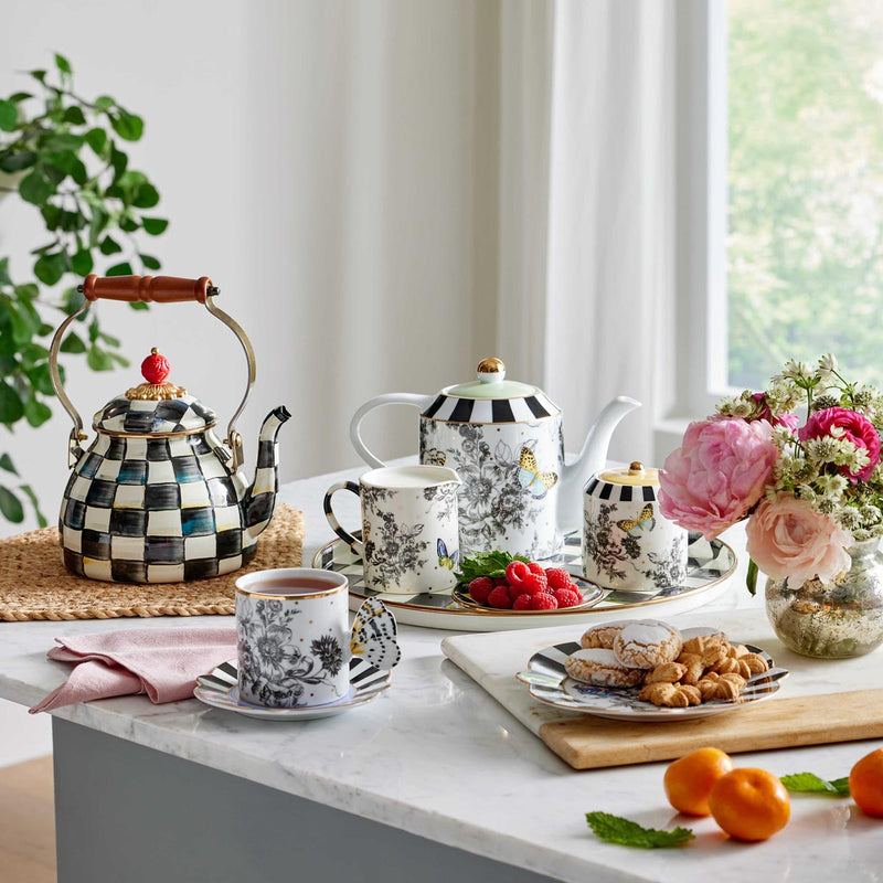 Mackenzie-Childs Butterfly Toile Teapot