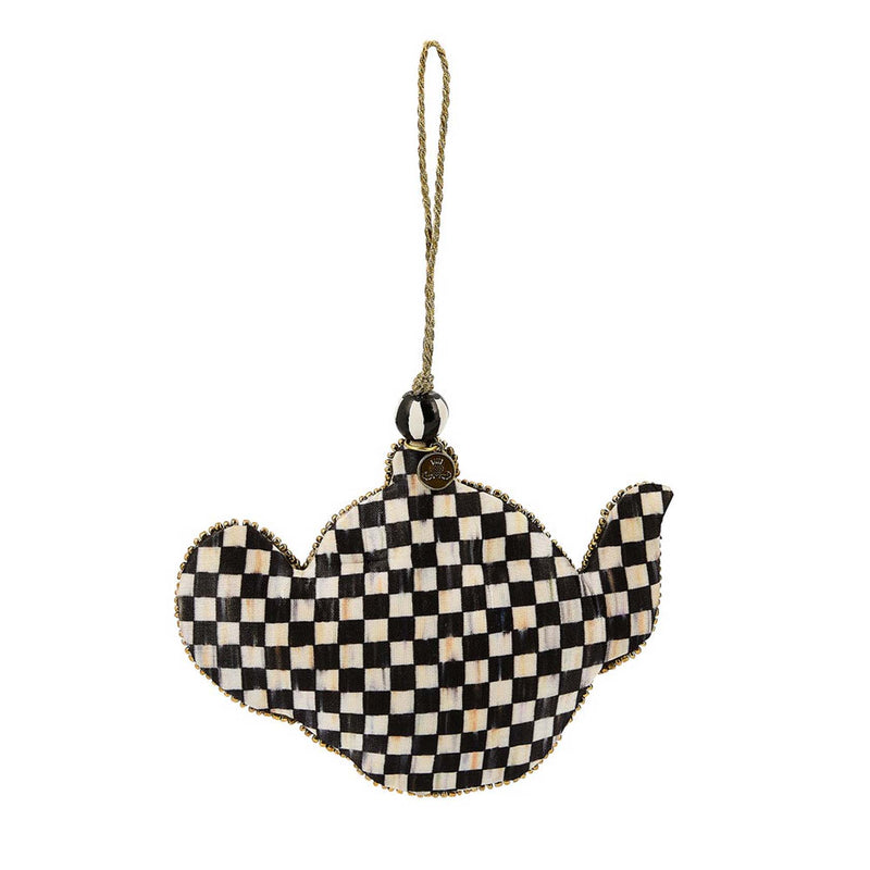 Mackenzie-Childs Courtly Check Teapot Beaded Ornament