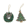 Mackenzie-Childs Holiday Beaded Wreath & Tree Ornaments, Set of 2