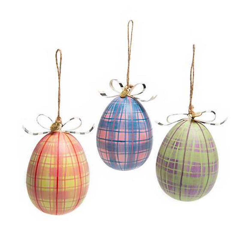 Mackenzie-Childs Chicken Palace Egg Ornaments, Set of 3