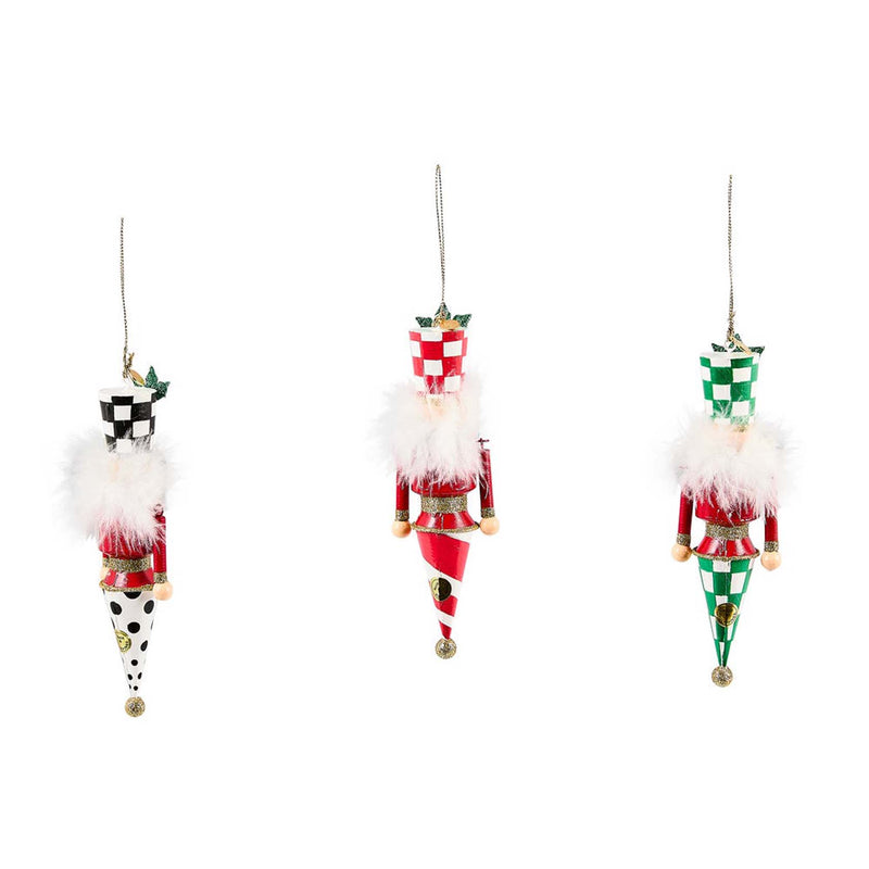 Mackenzie-Childs Check It Out Tin Nutcracker Ornaments, Set Of 3