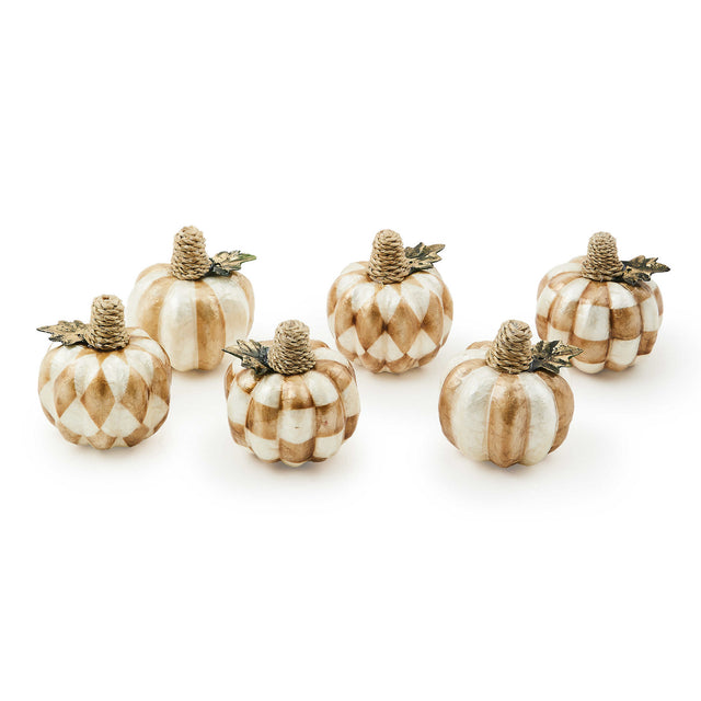 Mackenzie-Childs Mocha Capiz Mini Pumpkins, Set of 6