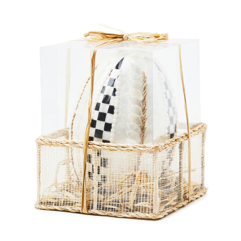 Mackenzie-Childs Courtly Noel Stripe Capiz Ball Ornaments, Set of 3