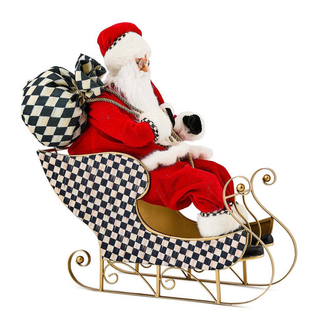 Mackenzie-Childs Classic Courtly Fabric Santa In Sleigh