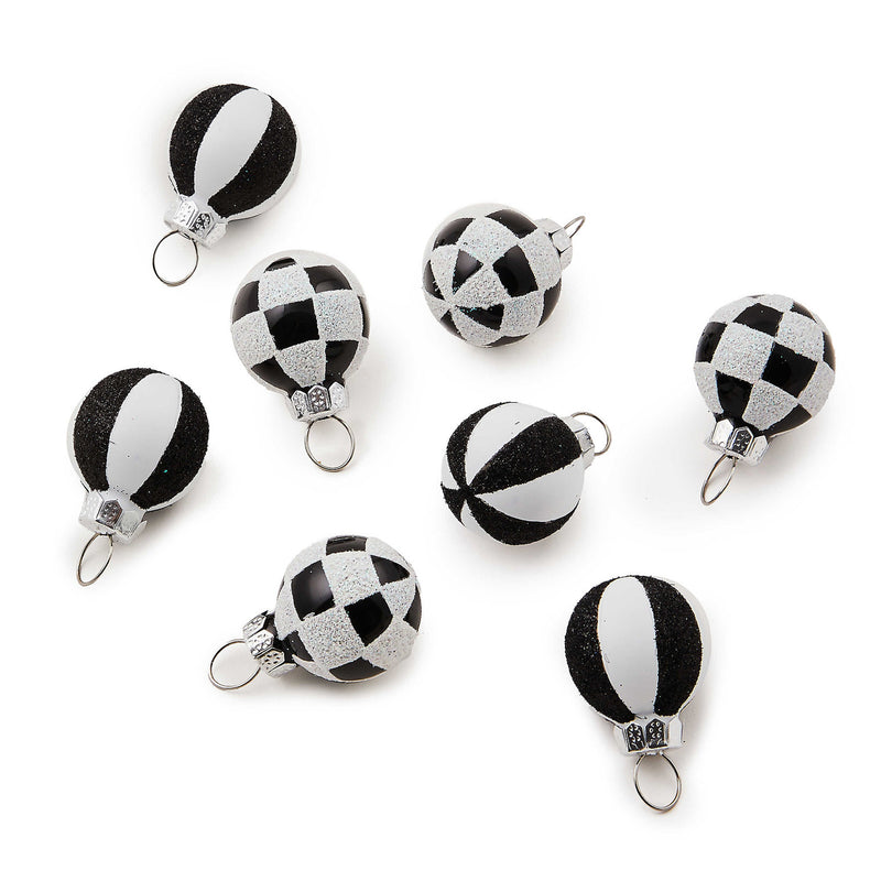 Mackenzie-Childs Courtly Check Mini Glass Ball Ornaments, Set of 8