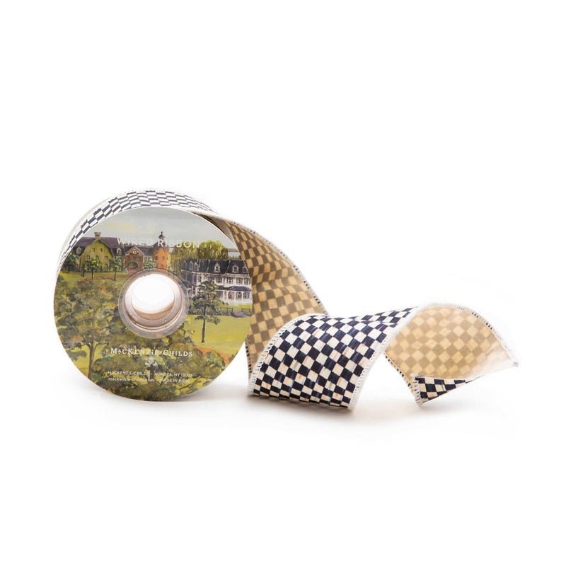 Mackenzie-Childs Courtly Check 2.5" Ribbon, Ivory
