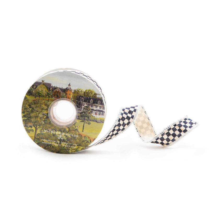 Mackenzie-Childs Courtly Check 1" Ribbon, Ivory
