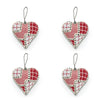 Mackenzie-Childs Cozy Christmas Patchwork Heart Hanging Ornaments, Set of 4