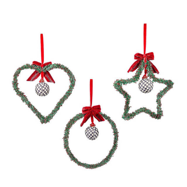 Mackenzie-Childs Holly Beaded Large Ornaments, Set Of 3