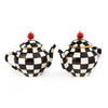 Mackenzie Childs Courtly Check Teapot Salt & Pepper Set