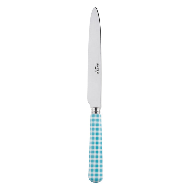 Sabre Gingham Turquoise 24cm Dinner Knife