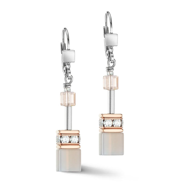 Coeur De Lion GeoCube Iconic Rose Gold Peach Earrings
