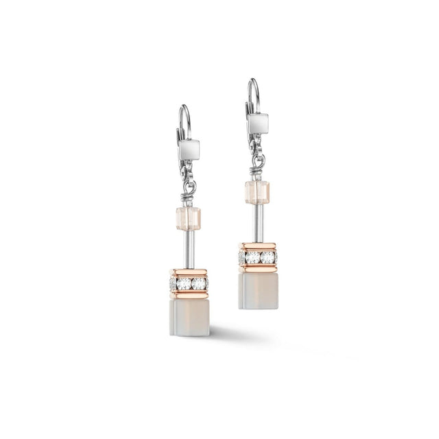 Coeur De Lion Geo Cube Peach Rose Gold Earrings