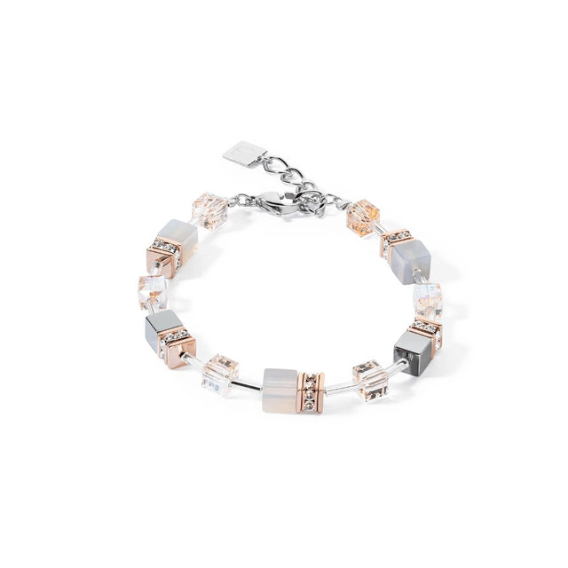 Coeur De Lion Geo Cube Peach Rose Gold Bracelet