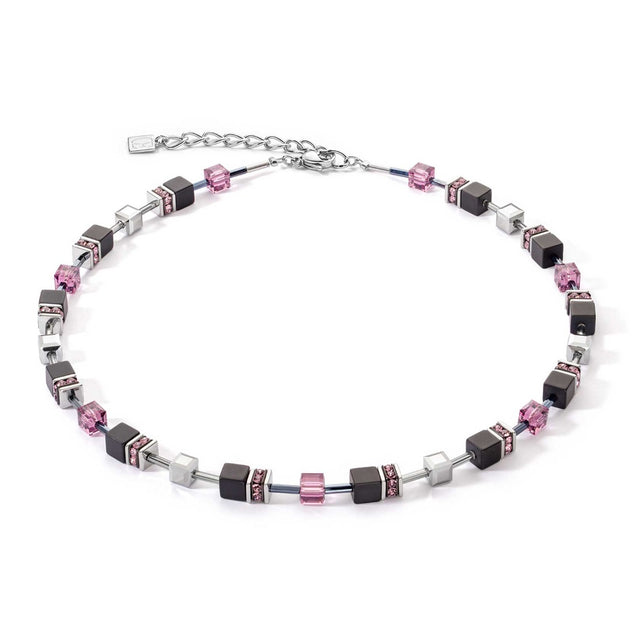Coeur De Lion GeoCube Onyx & Amethyst Crystal Necklace
