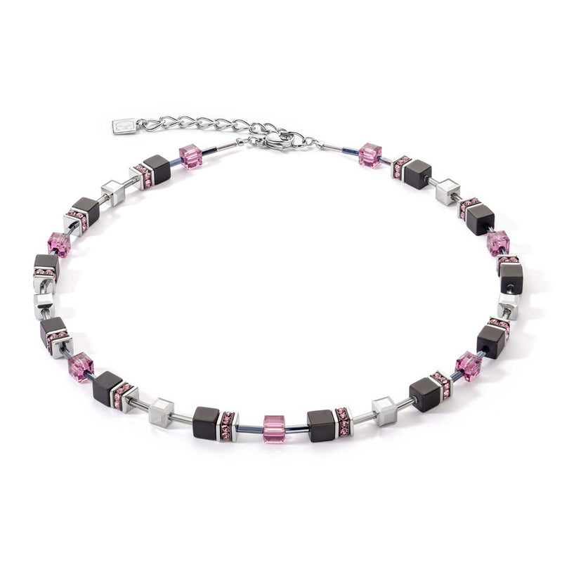 Coeur De Lion GeoCube Onyx & Amethyst Crystal Necklace
