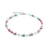 Coeur De Lion Geo Cube Green Pink Necklace