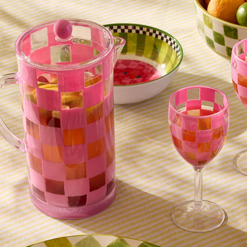 Mackenzie-Childs Pink Check Acrylic Pitcher