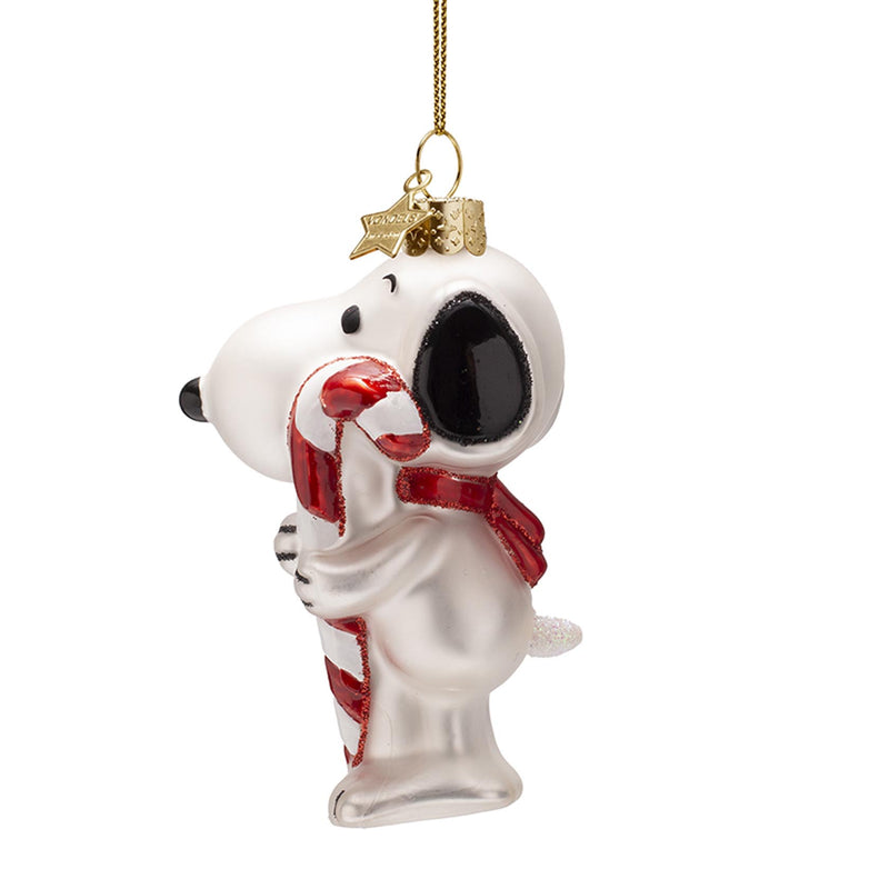 Vondels Snoopy/Peanuts with Candy Cane Hanging Christmas Decoration