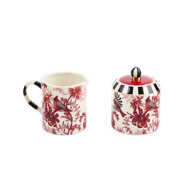 Mackenzie-Childs Cardinal Toile Creamer & Sugar Set