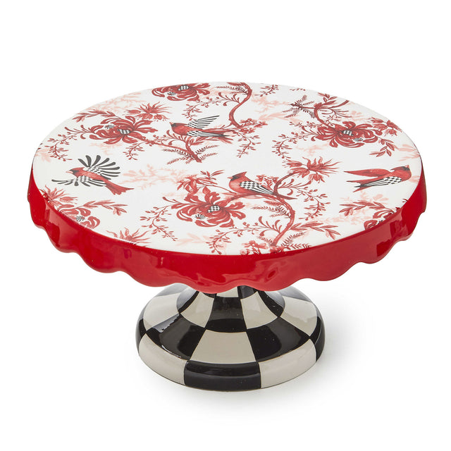 Mackenzie-Childs Cardinal Toile Small Pedestal Platter