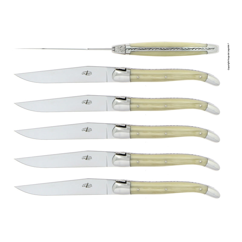Forge de Laguiole Table Knives Set of 6, Opalescence Handle