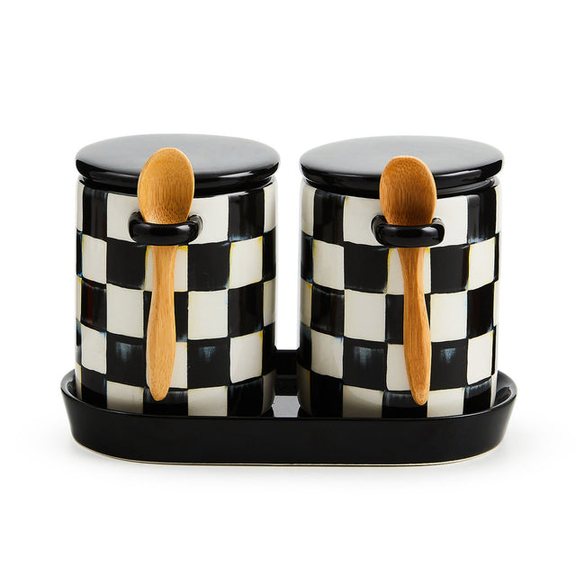 Mackenzie-Childs Courtly Check Farmhouse Canisters, Set of 2
