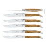 Forge de Laguiole Table Knives Set of 6, Olivewood Shiny Handle
