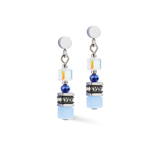 Coeur De Lion Mini Cubes Blue Earrings