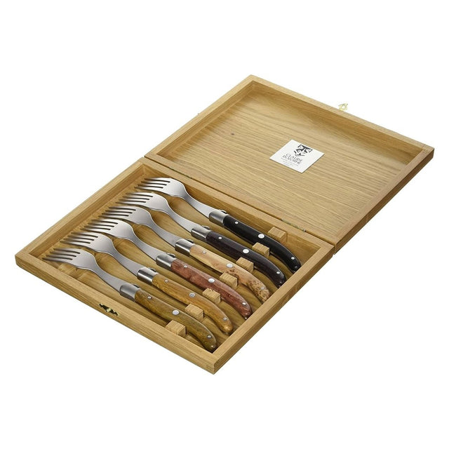Laguiole Forks, Mixed Wood, Set of 6, by Claude Dozorme