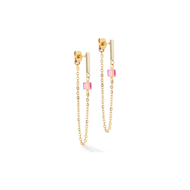 Coeur De Lion Geo Cube Rose Gold Earrings